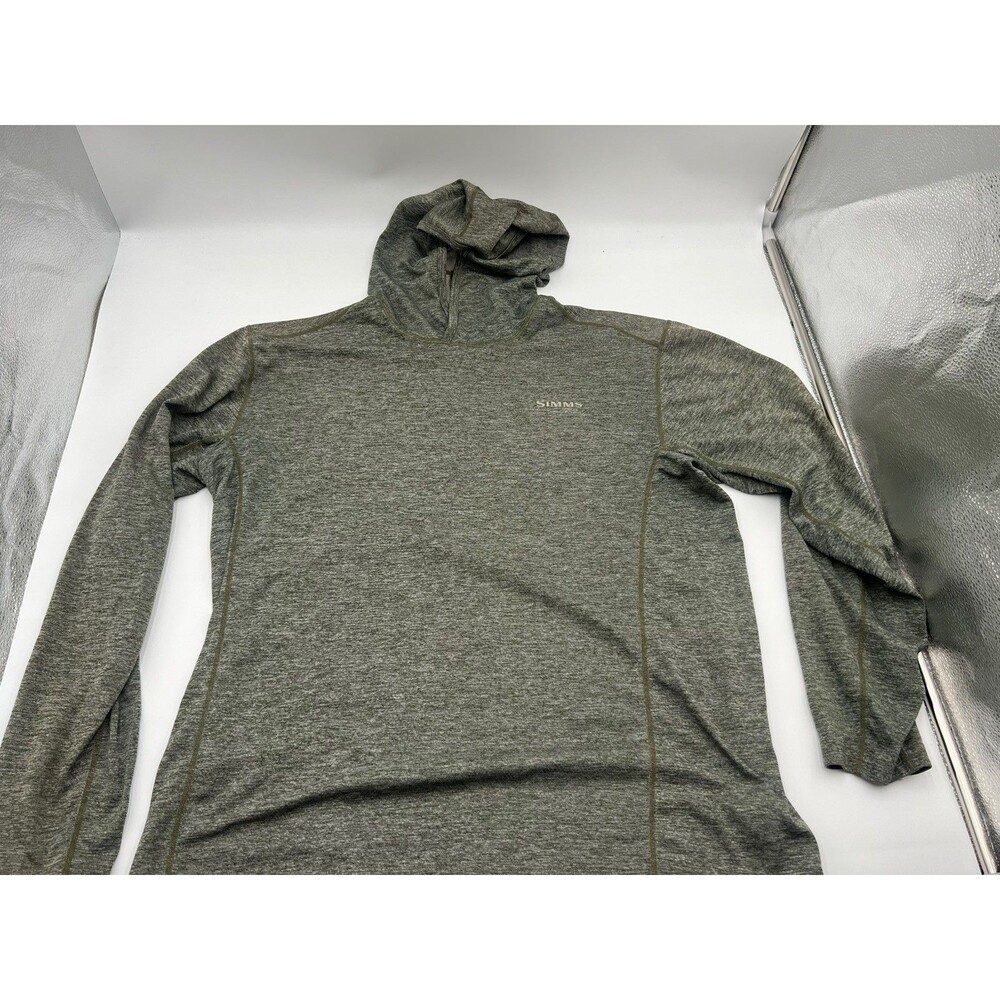 Simms Fishing Insect Shield Bug Stopper Sun Hoodie UPF Hoodie Mens M Green